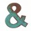 Esperluette, ampersand : lettre déco en métal blue vintage